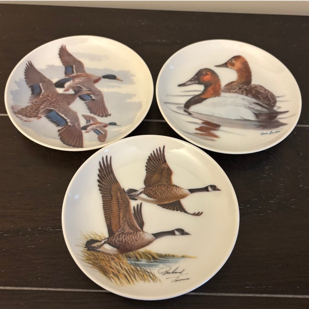 Nature's Heritage | Set of 3 | Miniature Duck Geese Collector Plates | 4 inch